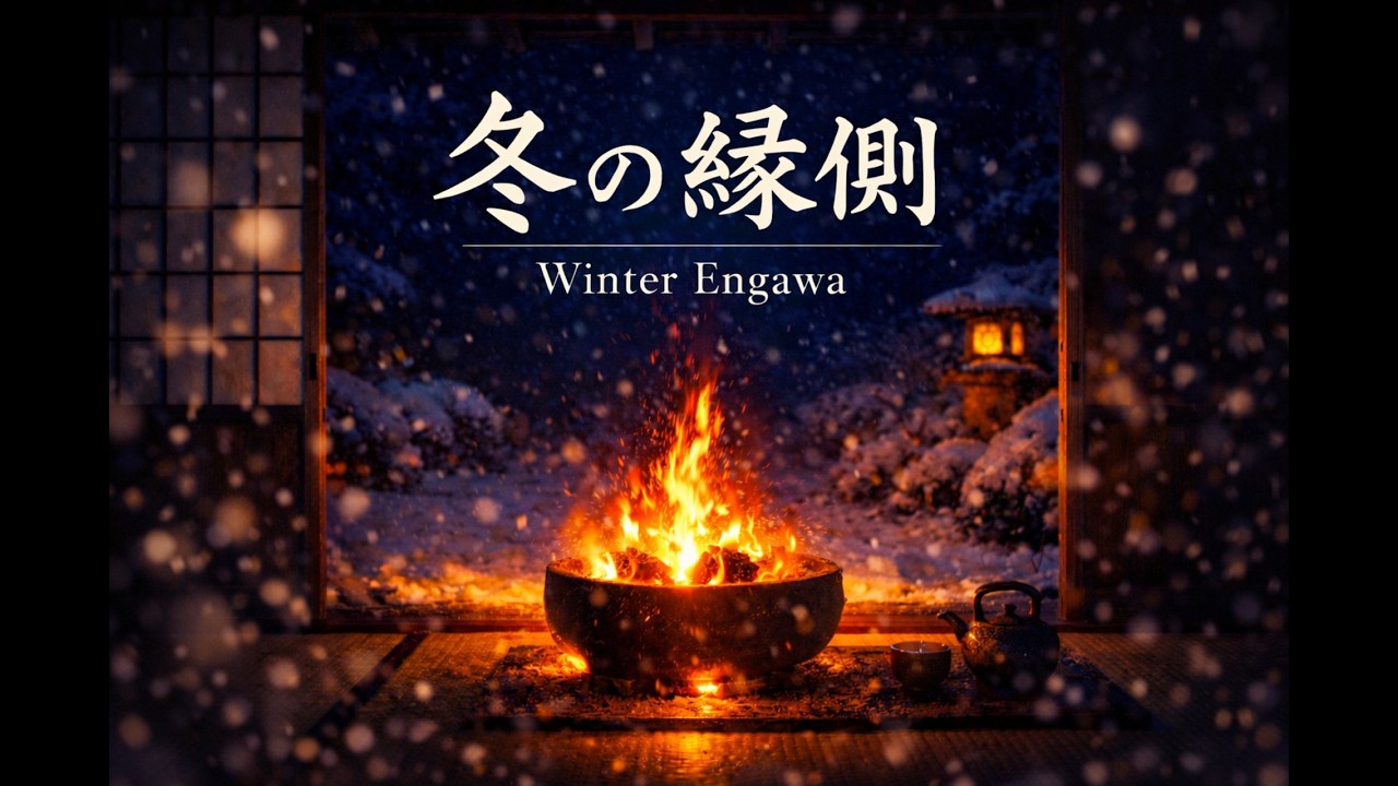 Winter Engawa – Snowy Japanese Hearth Ambience for Study & Deep Sleep (55 Min)
