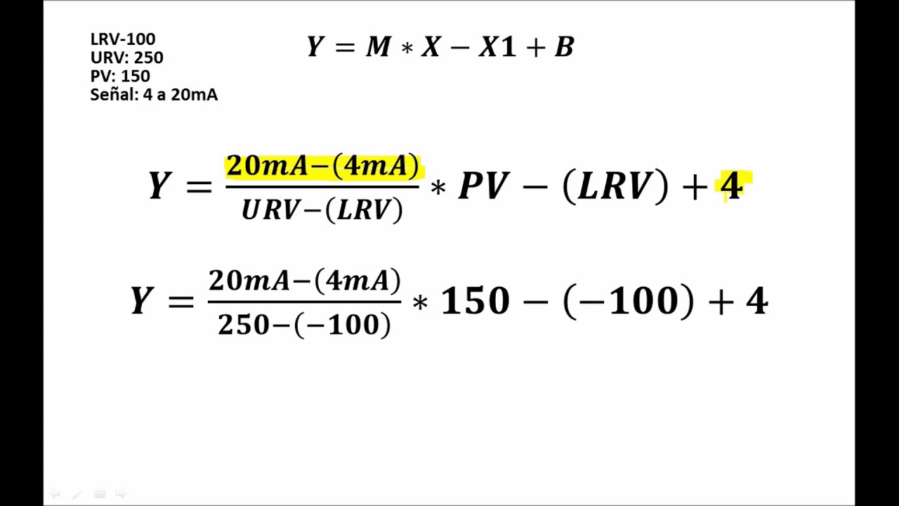 Señal lineal de 4 a 20mA