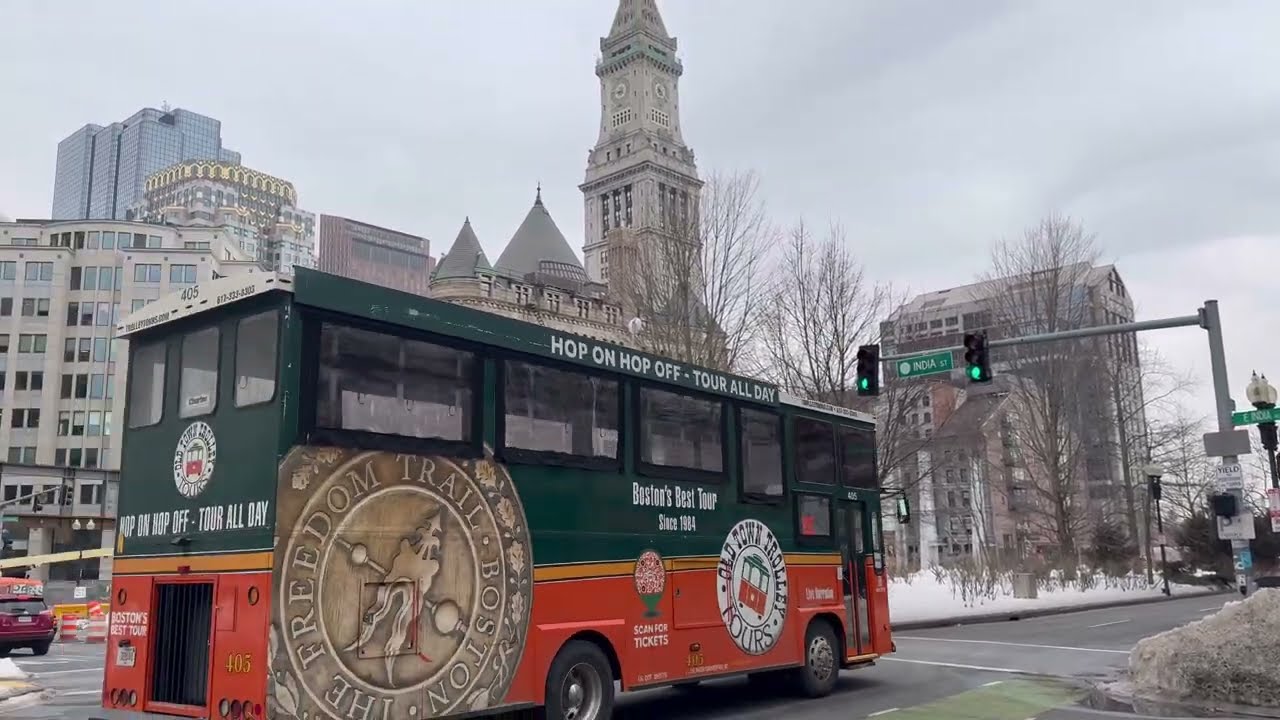 Boston MA. 4k Relaxing Winter Walk using iPhone | Atlantic Ave. | Harborwalk | Purchase St.