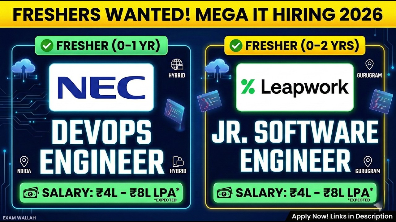 MEGA IT HIRING 2026 🔥 NEC & Leapwork Off Campus Drive | Freshers Eligible (0-2 Yrs)