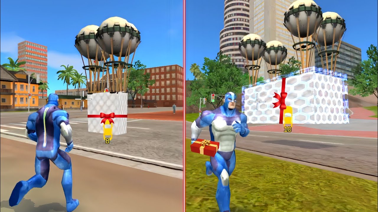 Rope hero voice town open lucky gift box