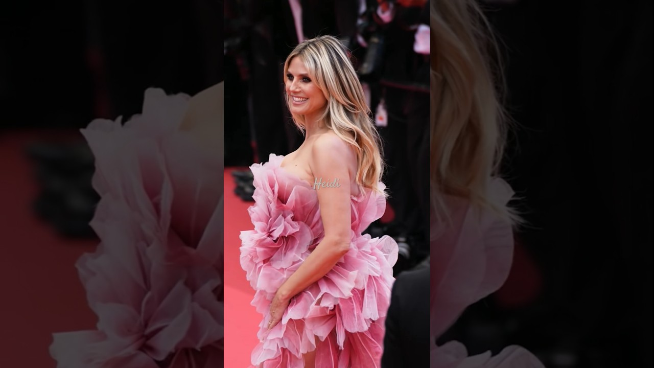 Heidi Klum  stunning Cannes  red carpet moment in a breathtaking pink gown. 🌟 #HeidiKlum #Cannes2025