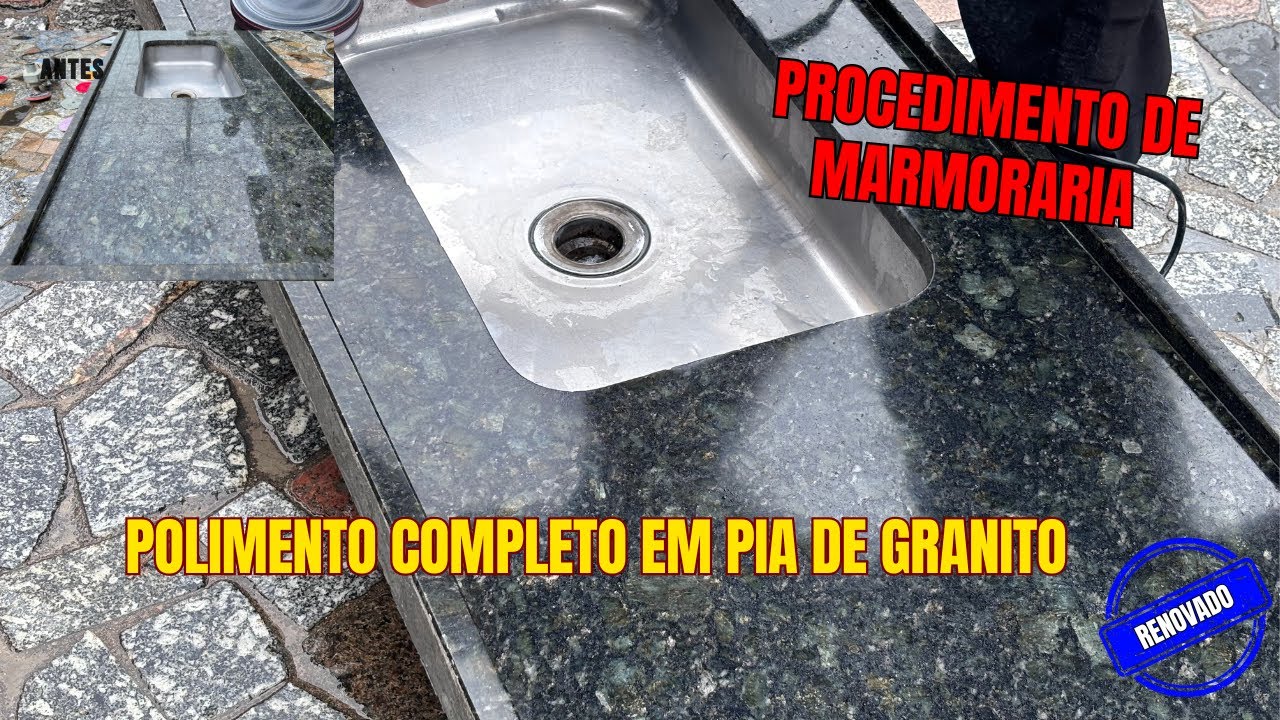 Polimento completo em pia de granito!! VEM APRENDER PRA FATURAR ATÉ R$ 1000,00 EM 4h DE TRABALHO