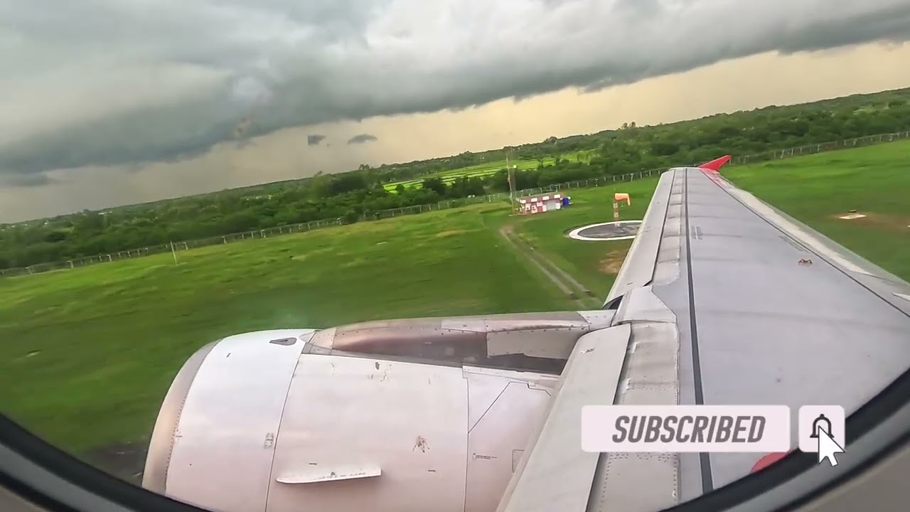 Air Asia  take off from Roi Et  Airport Thailand