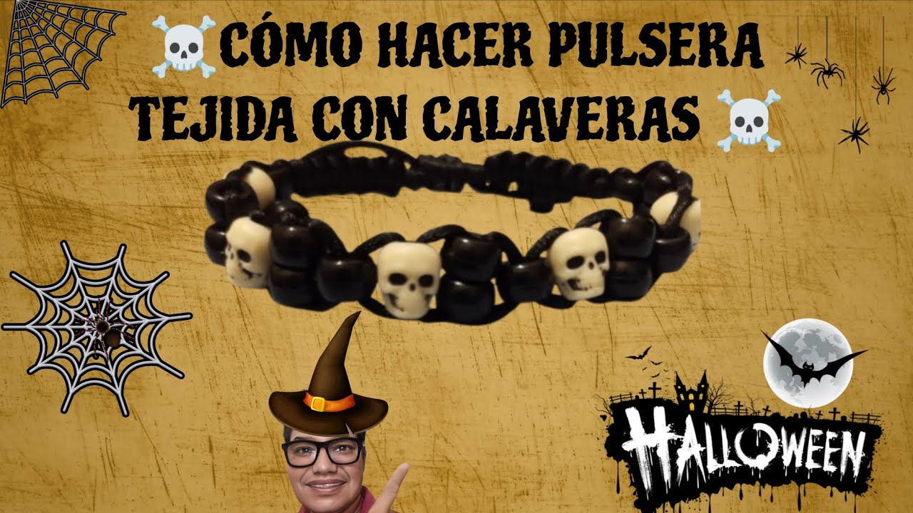 Como hacer pulsera tejida con calaveras