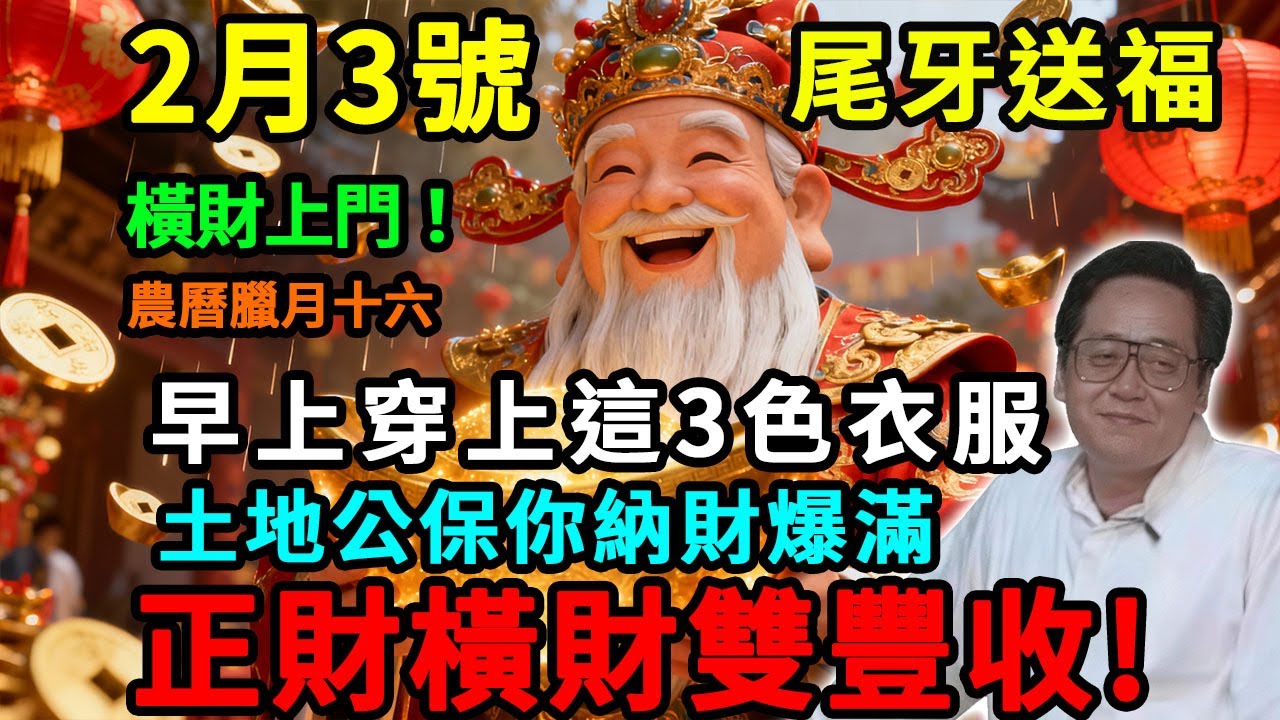 橫財上門！2月3號，農曆臘月十六，「尾牙送福·大寒轉運日」，早上起床穿上這3色衣服，土地公保你納財爆滿，正財橫財雙豐收！#佛學 #佛淨 #佛陀 #佛法 #佛教 #修行