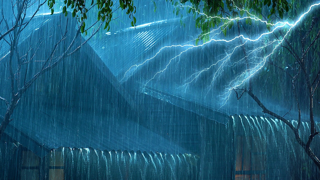 Intense Thunderstorm Night with Heavy Rainstorm ⚡ Powerful Thunder | Rain Thunderstorm