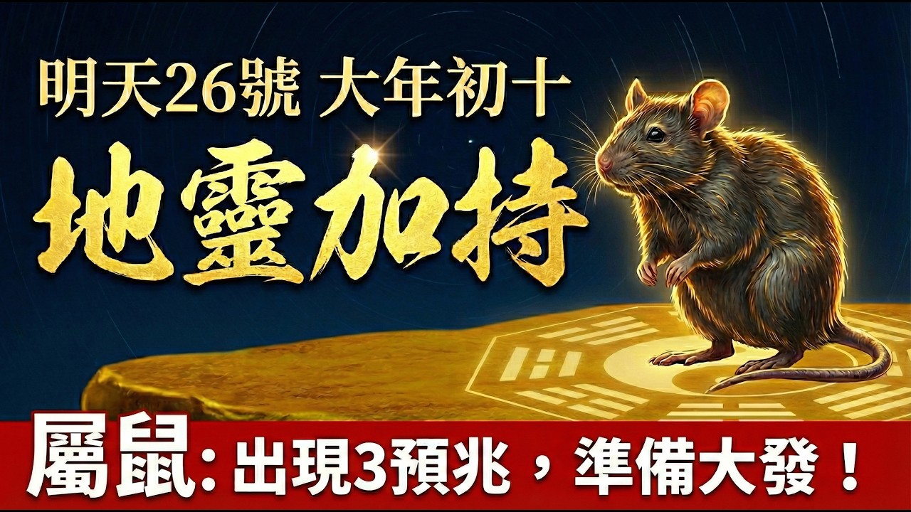【生肖鼠】明天26號，大年初十是大地的生日：你有「地靈」加持嗎？快看你身邊這三個預兆，中了一個就是大發之年！#2026生肖鼠運勢 #屬鼠2026運勢 #財運 #風水 #轉運 #發財預兆 #大地生日