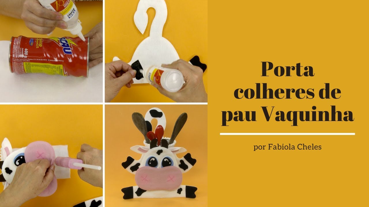 Porta colheres de pau Vaquinha - por Fabiola Cheles