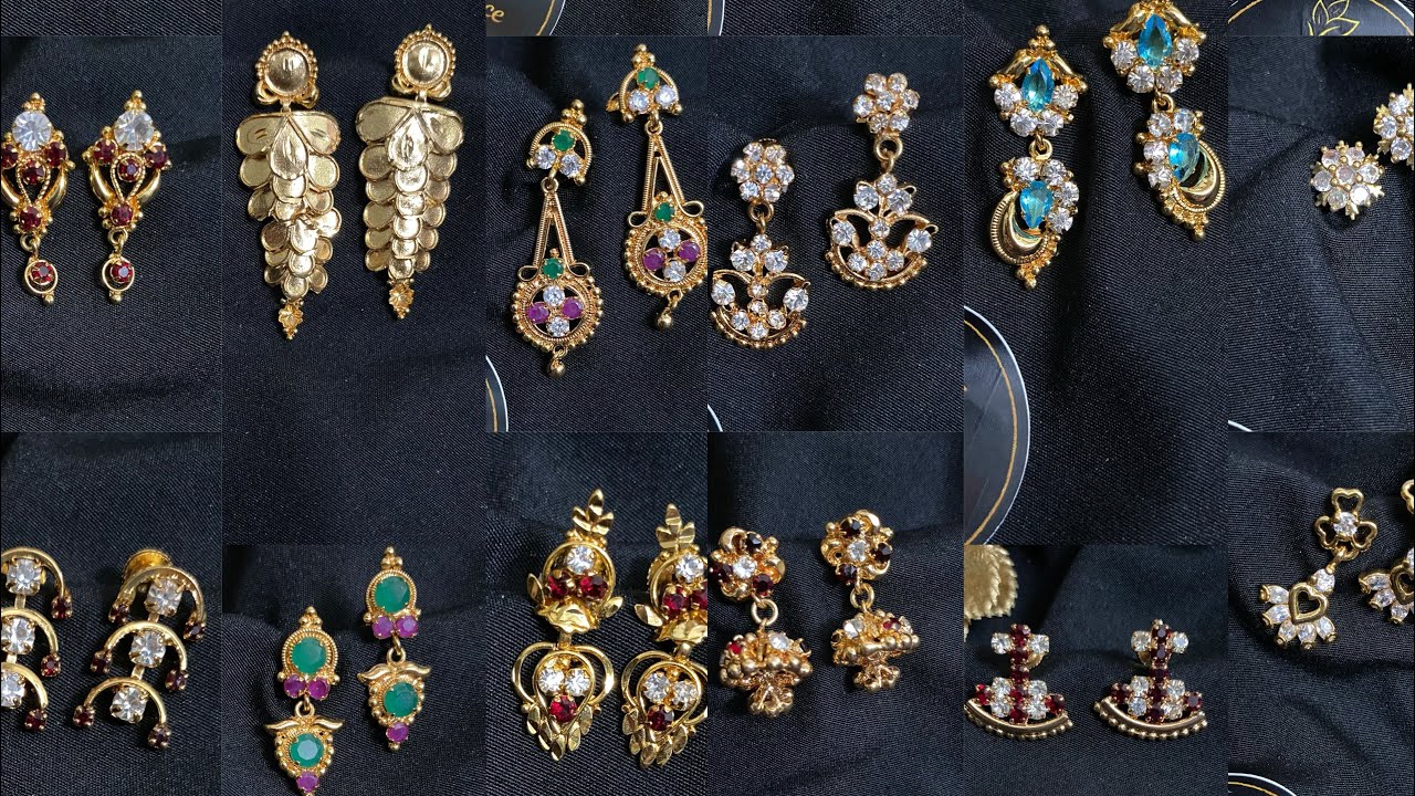 Stylish Stone Gold Covering Earrings | அழகிய கல் தங்க கவரிங் கம்மல்