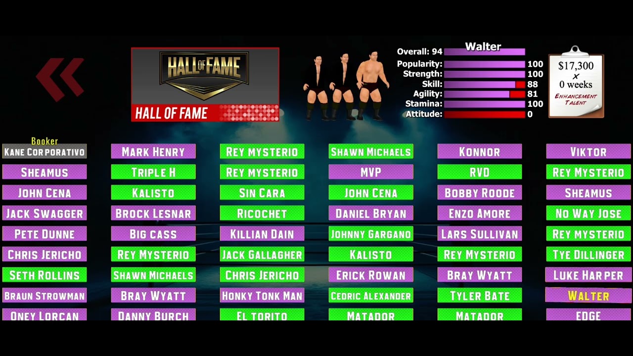Mi roster en Wrestling Empire Maximus 🧐
