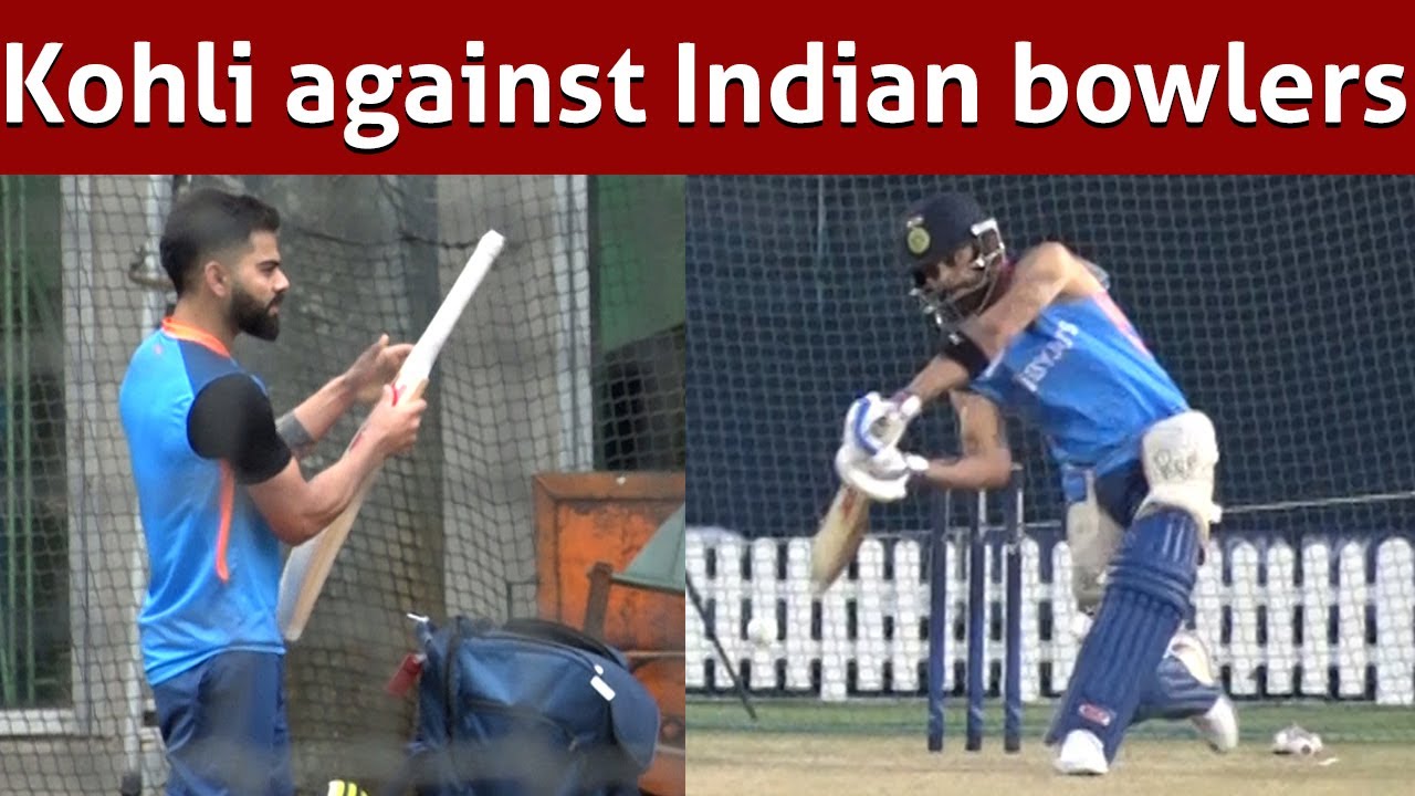 Virat Kohli doing middle at nets against India bowlers