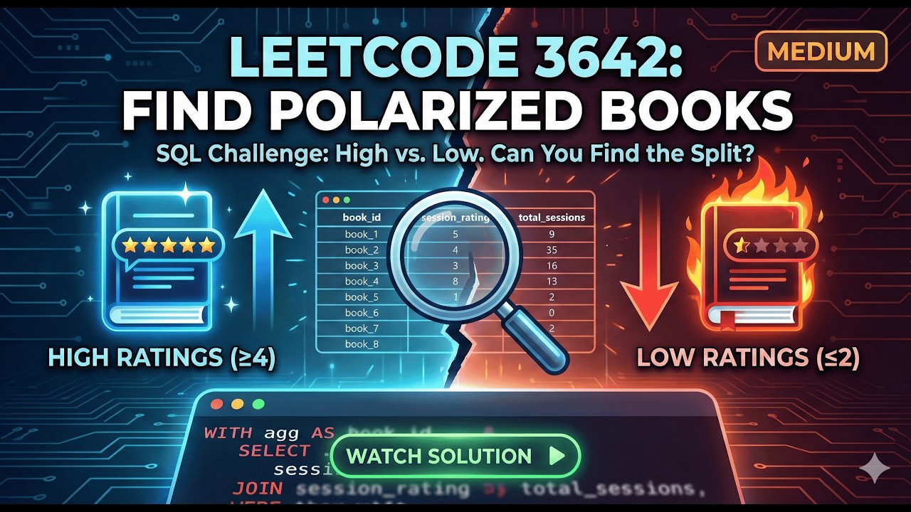 🔥 MySQL SQL Challenge | Find Polarized Book Ratings Using Aggregation & CTE | Full Explanation