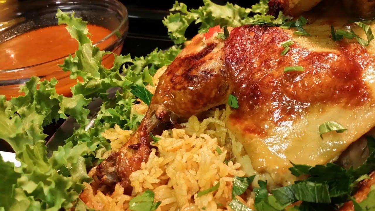 الدجاج على الرز الاحمر ..اكله رائعه وشهيه مطبخ شاي مهيل الشيف ام محمد