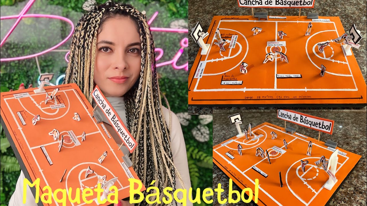 Maqueta cancha de basquetbol baloncesto facil paso a paso #maquetas #proyectoescolar