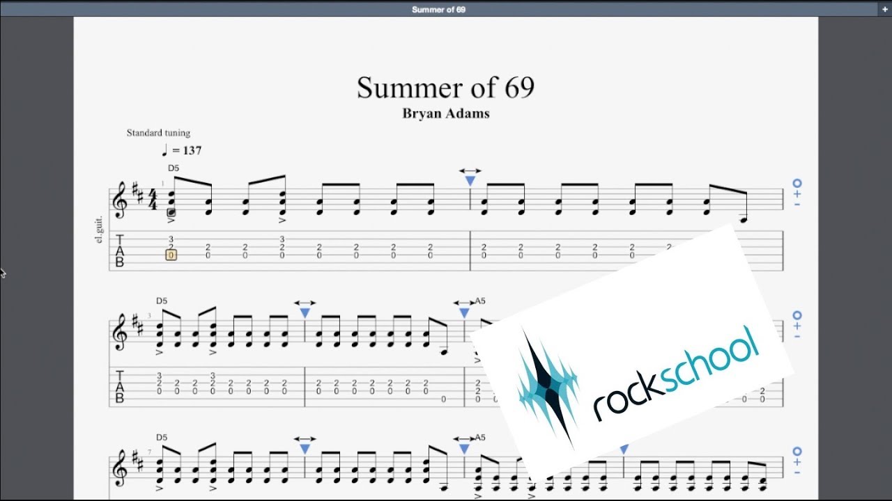 Summer Of 69' Rockschool Grade 3 Guitar