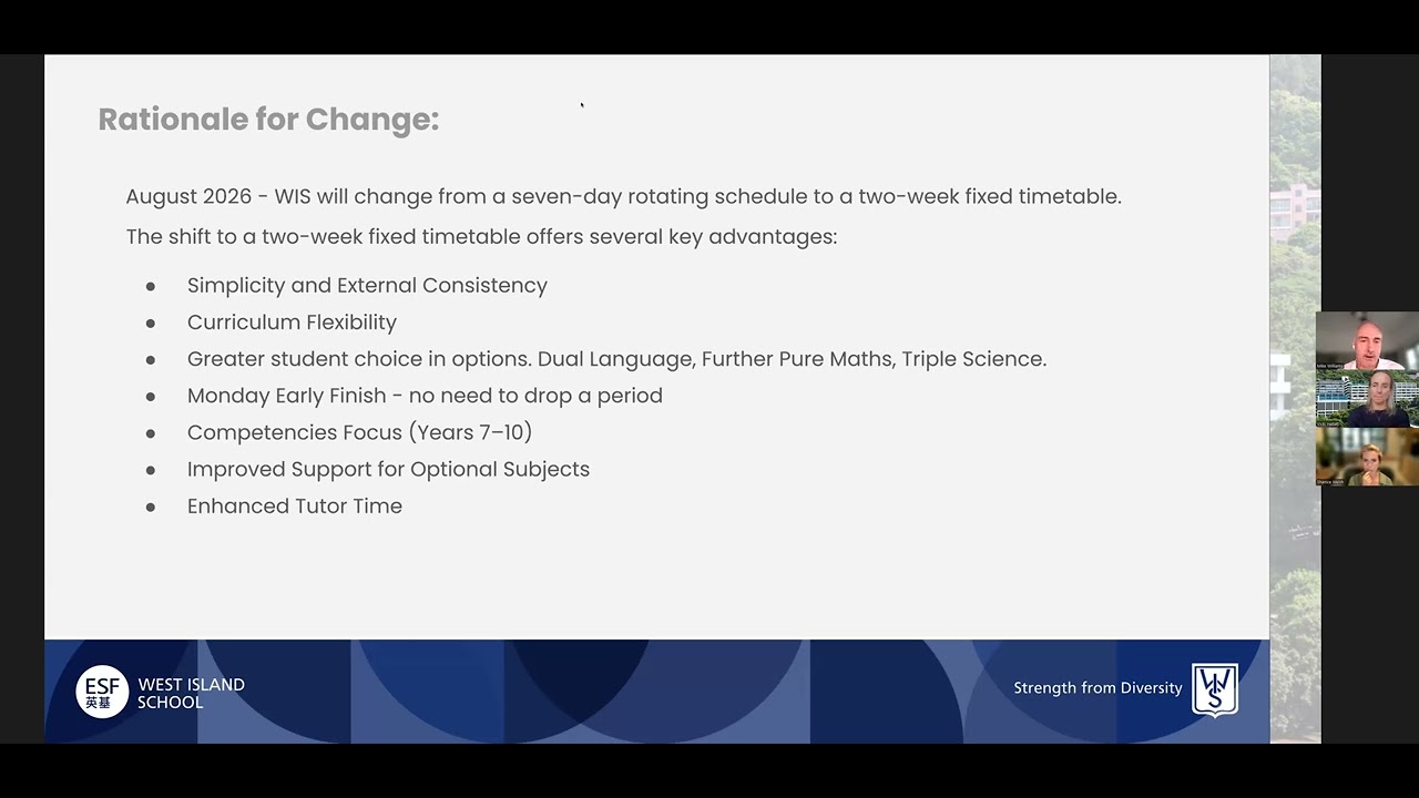WIS Timetable Change 2026+ 22 Oct 2025