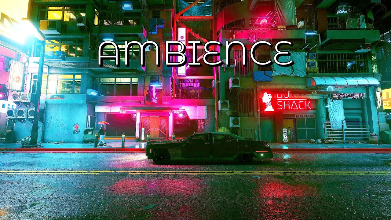 Ambience of Cyberpunk 2077 | Back Street & Rain Sounds | RTX 4090 | for Relaxation or Sleep, ASMR