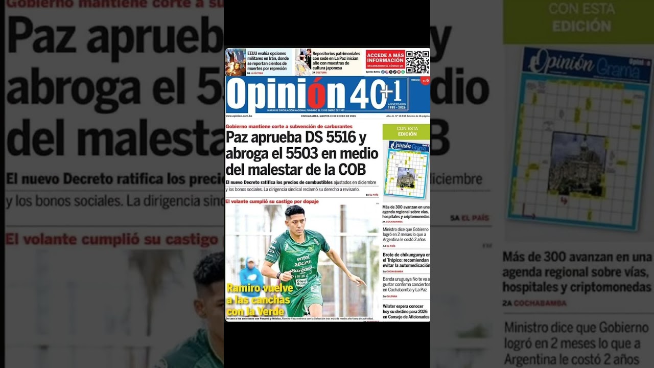 PORTADAS: Le presentamos los principales titulares de los periódicos más importantes de Bolivia