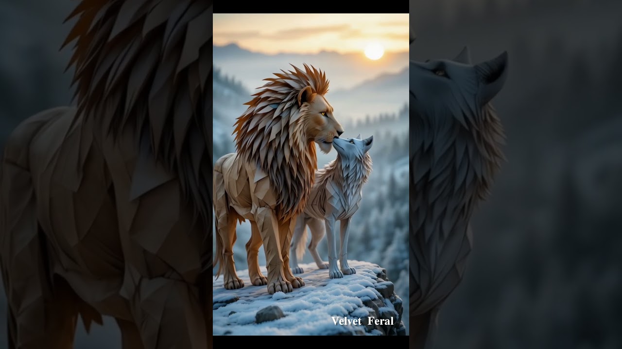 Lion vs Wolf Love &ndash; Forbidden Bond of Beasts | Wild Rivalry or Mythical Romance? | Velvet Feral