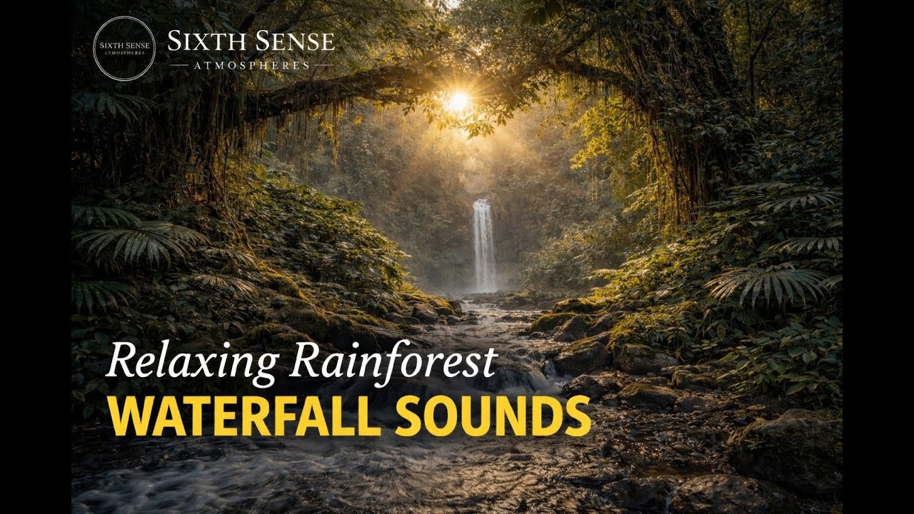 4K Relaxing Rainforest Waterfall Sounds | Deep Focus & Sleep
