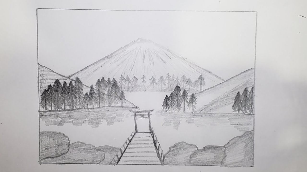 Drawing mount fuji with simple techniques #art #drawing