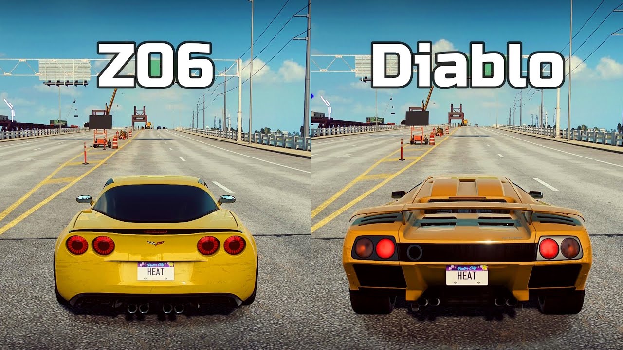 NFS Heat: Chevrolet Corvette Z06 vs Lamborghini Diablo SV - Drag Race