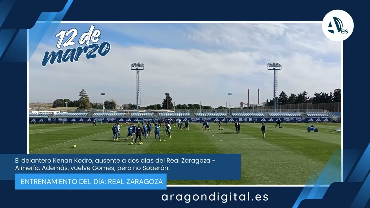 El delantero Kodro, ausente a dos días del Real Zaragoza - Almería. Vuelve Gomes, pero no Soberón