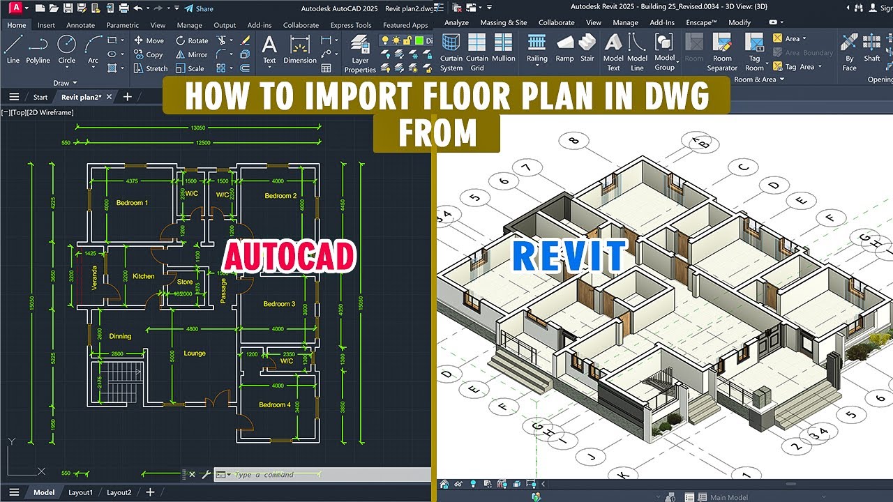 Как импортировать план этажа из AutoCAD в Revit 2025