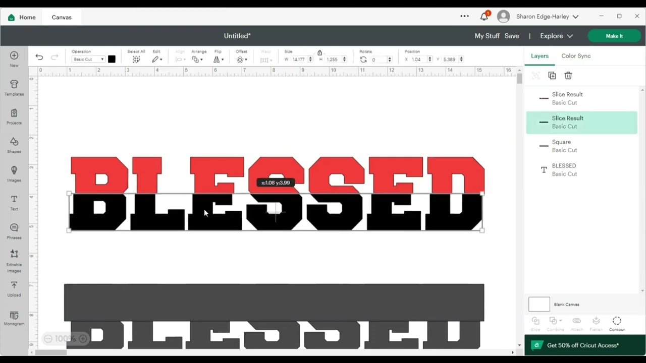 Двухцветный шрифт в Cricut Design Space