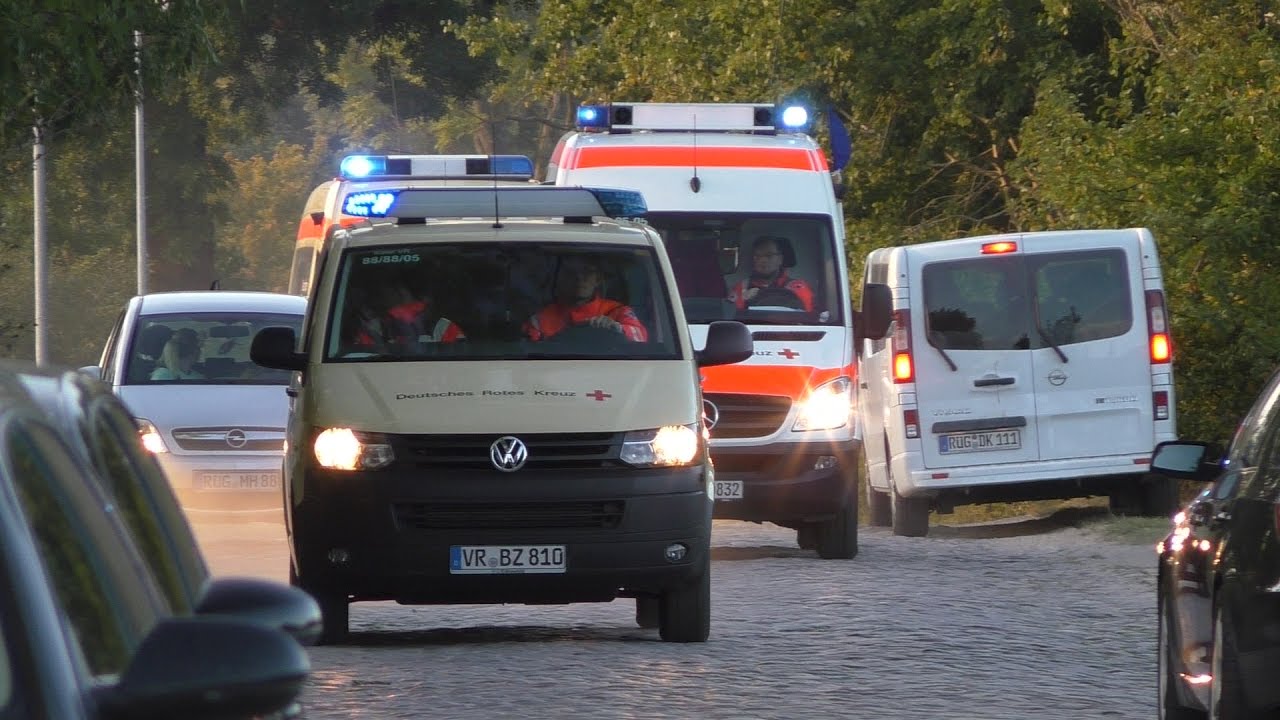 MTW-V + KTW-2Tr DRK BTZ Stralsund + NKTW DRK MTF 12 + KTW-2Tr DRK Sanzug Rügen