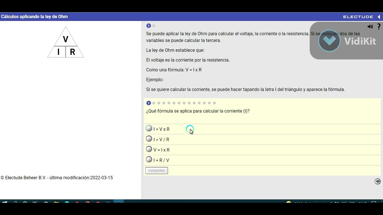 cálculos aplicando la ley de ohm ELCTUDE