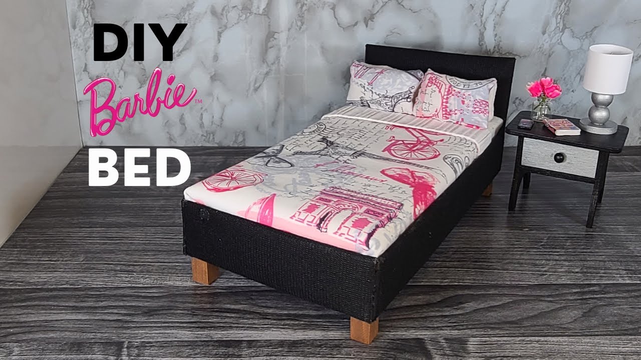 How to make a Barbie Bed from a Cereal Box and a Reusable Shopping Bag! #diybarbie