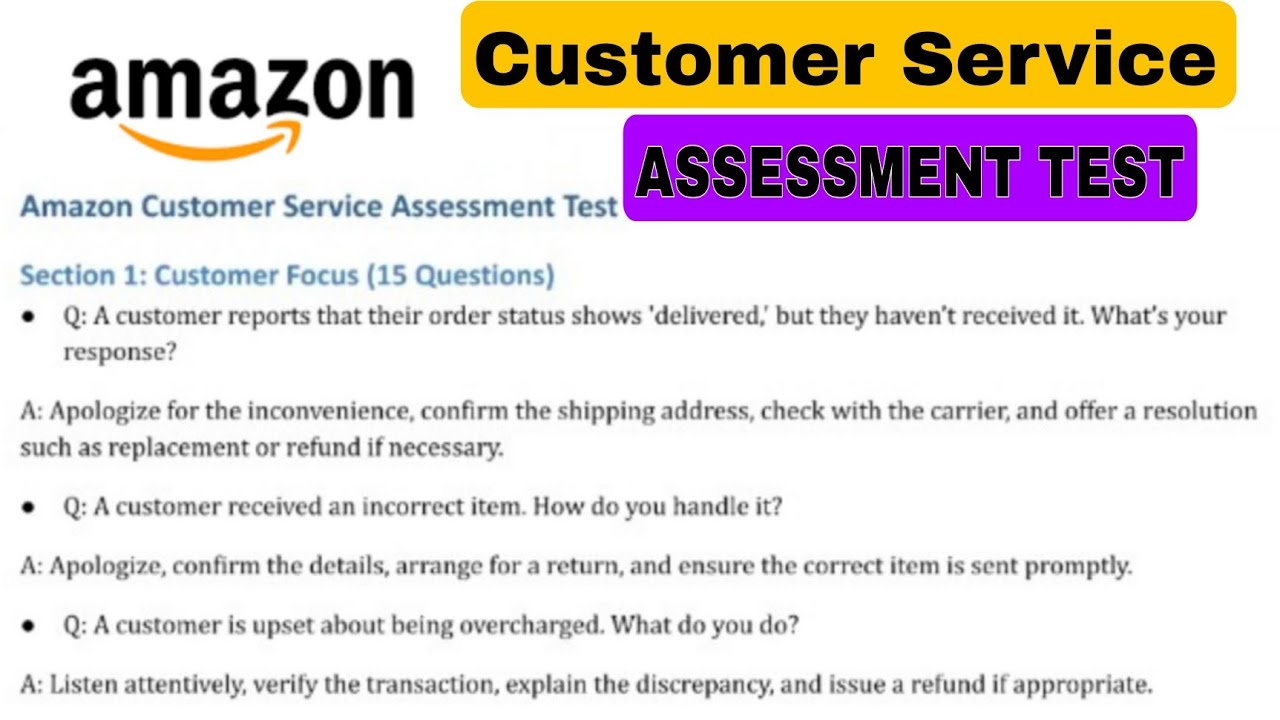 Amazon Customer Service Assessment Test with Questions and Answers
