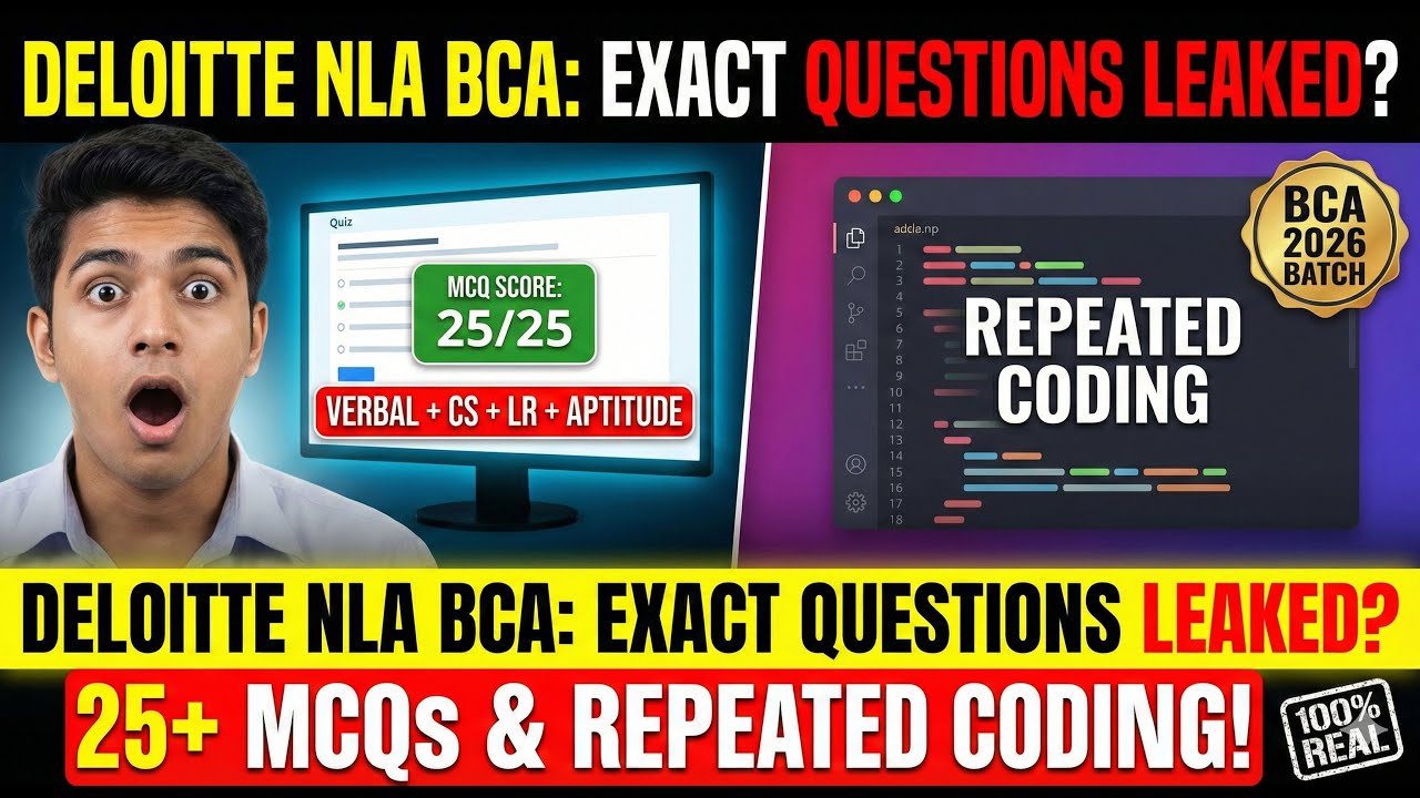 🔴 DELOITTE NLA BCA (2026 Batch) | 25+ Exact MCQs + Repeated Coding Questions!