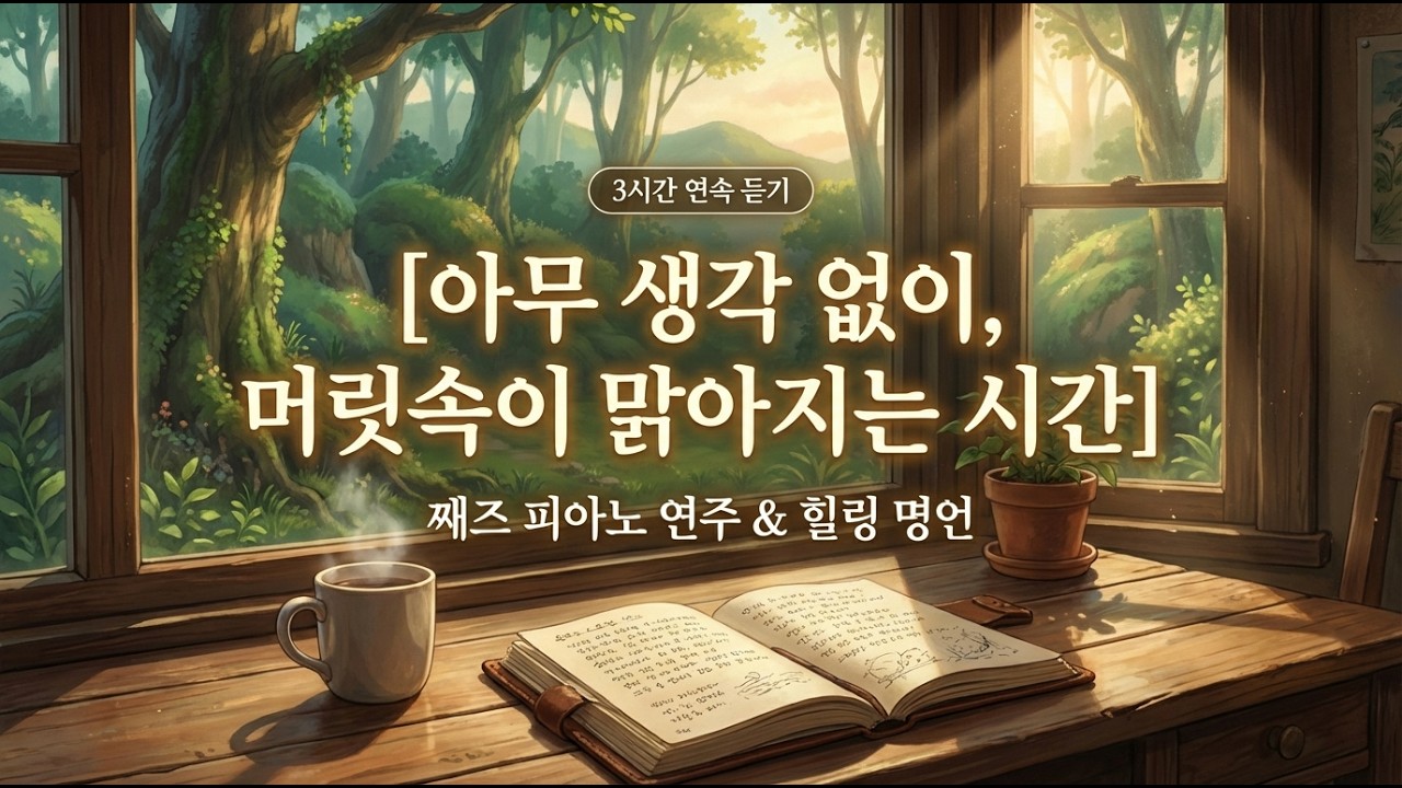 3시간 | 복잡한 머릿속이 맑아지는 3시간 힐링 피아노 | 지친 마음을 다독이는 명언과 째즈 연주