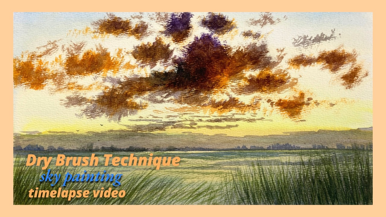 Using Dry Brush Technique to create a Cloudy Evening Sky