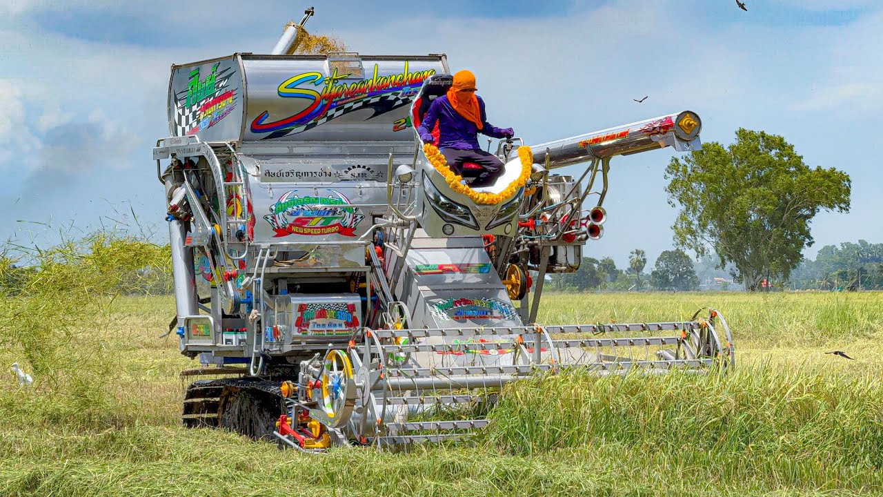 รถเกี่ยวข้าวศิษย์เจริญการช่าง หล่อดีจริงๆ เกี่ยวเนียนๆ #ข้าวผลผลิตดีมาก โชคประสงค์ของดีหมู่11