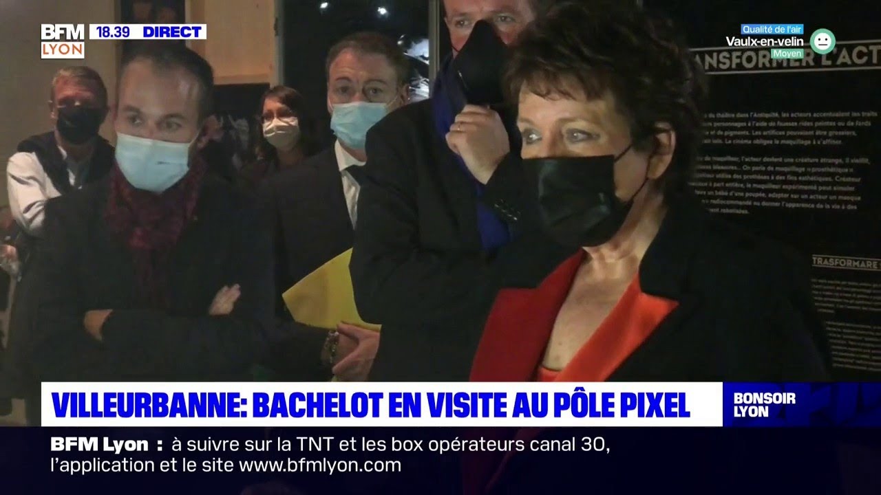 Villeurbanne : Roselyne Bachelot en visite au p&ocirc;le pixel