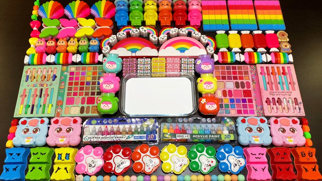 MIXING SLIME WITH CLAY VS MAKEUP VS GLITTER ! Mixing Random Things Into GLOSSY Slime #6975