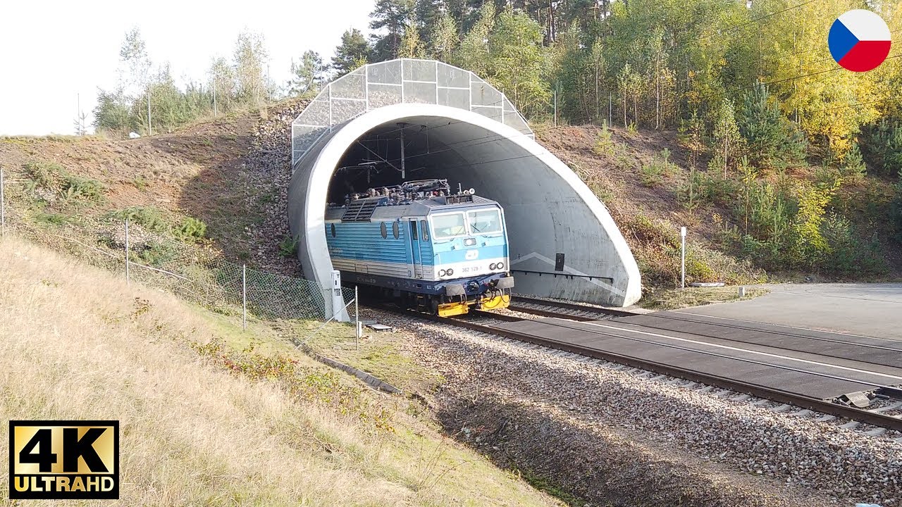 Поезда между Осекским туннелем и станцией Cerhovice 20.10.2020 в 4K Czech Republic