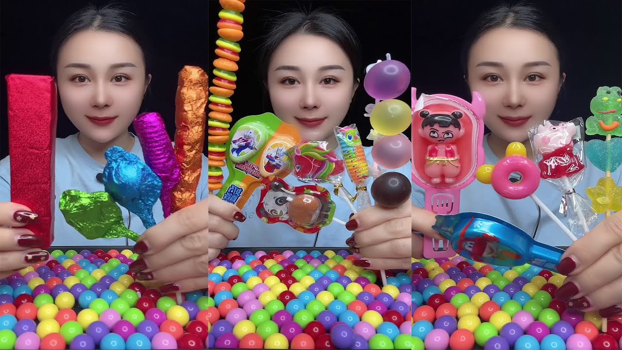 Rainbow Candy ASMR 🍭✨ Crunchy Foil Sweets, Cute Lollipops & Satisfying Pops for Pure Joy 😍🔥🎉 Daily