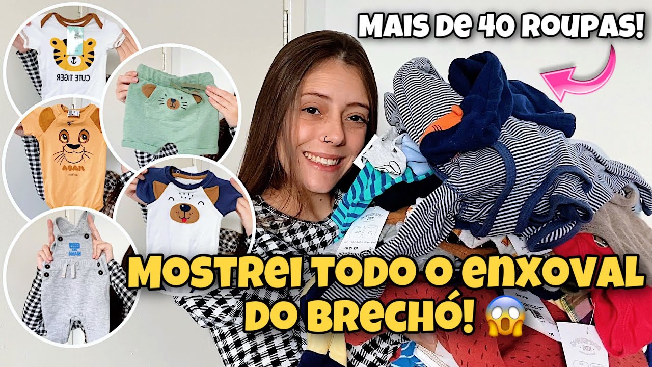MOSTREI TODO O ENXOVAL DO BEBÊ QUE COMPREI NO BRECHÓ 😱😍 Mais de 40 peças de roupas! ❤️