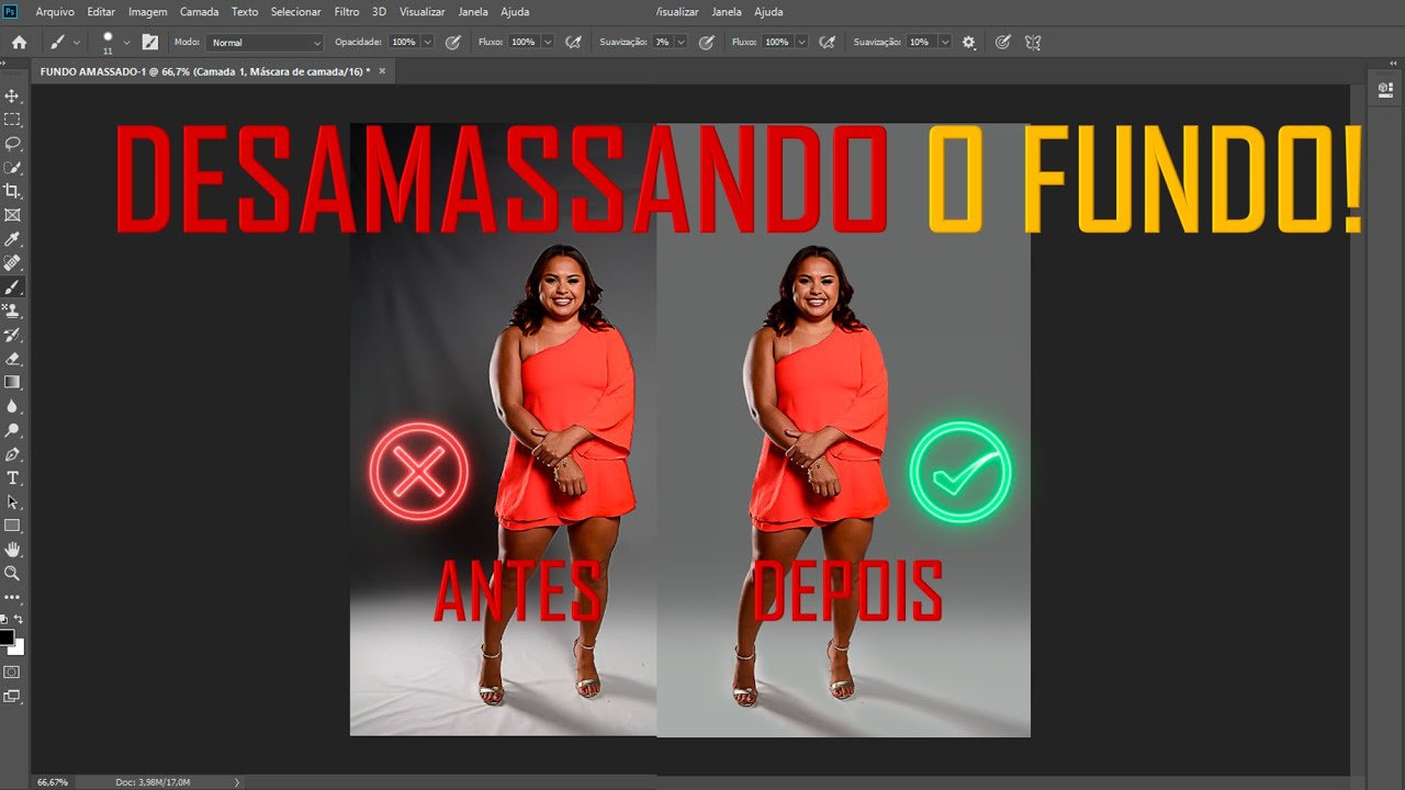 COMO DESAMASSAR/LIMPAR FUNDO INFINITO NO PHOTOSHOP - DICA DE EDIÇÃO #04