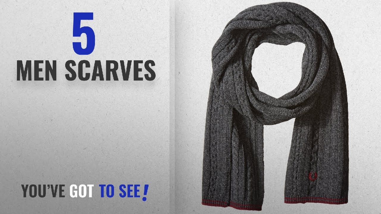Fred Perry Scarves [ Winter 2018 ]: Fred Perry Men's Tipped Cable Scarf, Charcoal/Maroon, One Size