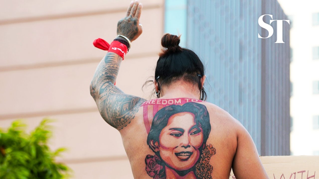 In Myanmar, people protest against military coup with tattoos