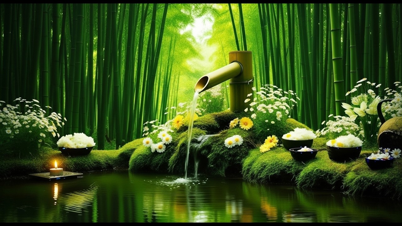 Mind Healing 🌿 Bamboo Water Sounds & Relaxing Music, Anxiety Relief