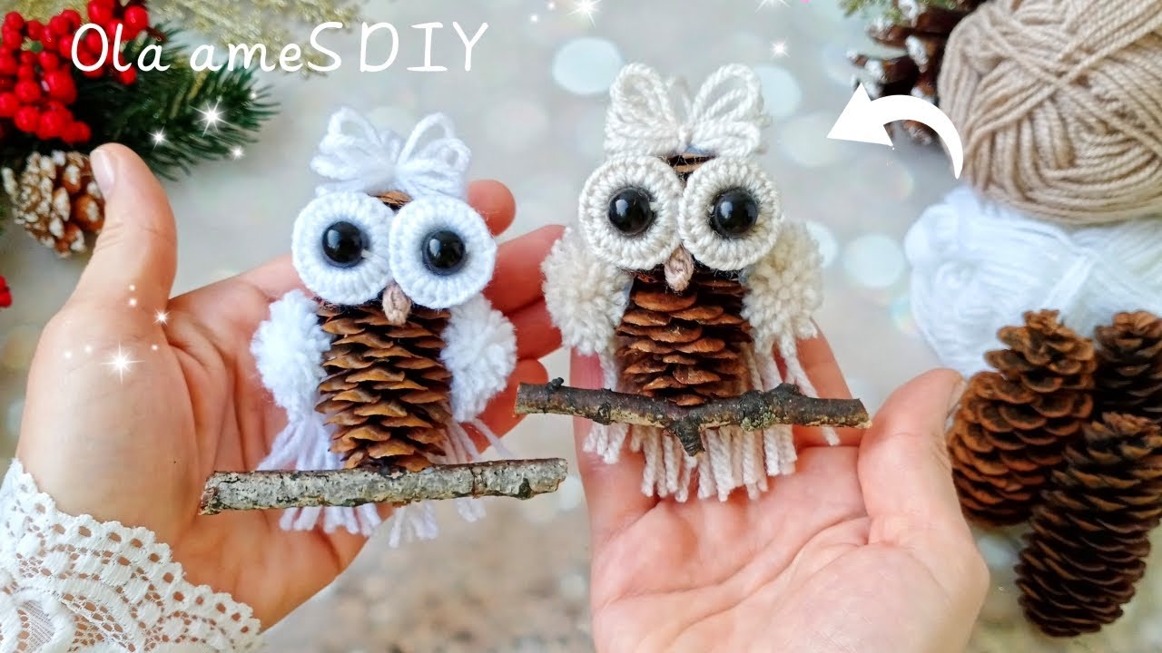 It's so Cute ❤️⭐ Easy Owl Making Idea with Yarn and Cones - You will Love It 🎄 DIY Christmas Crafts