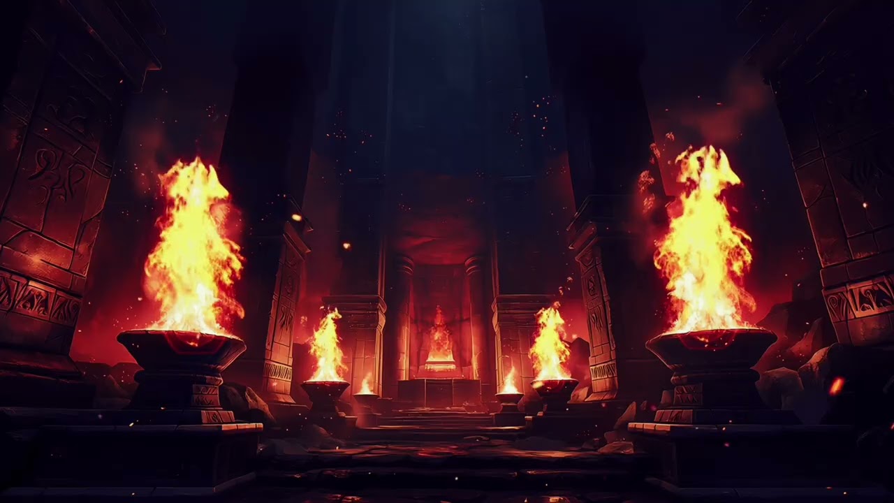 Ancient Fire Temple Ambience for Deep Focus | 1 Hour Intense Focus Atmosphere