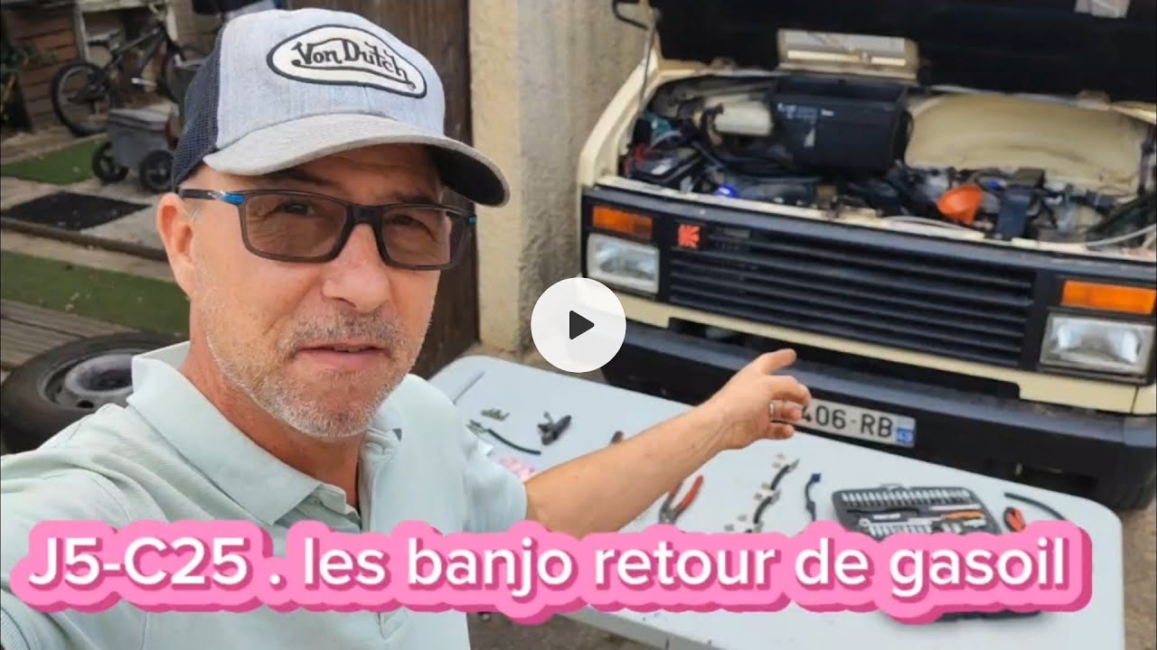 J5 et C25 . les banjos où le retour système gasoil injecteur